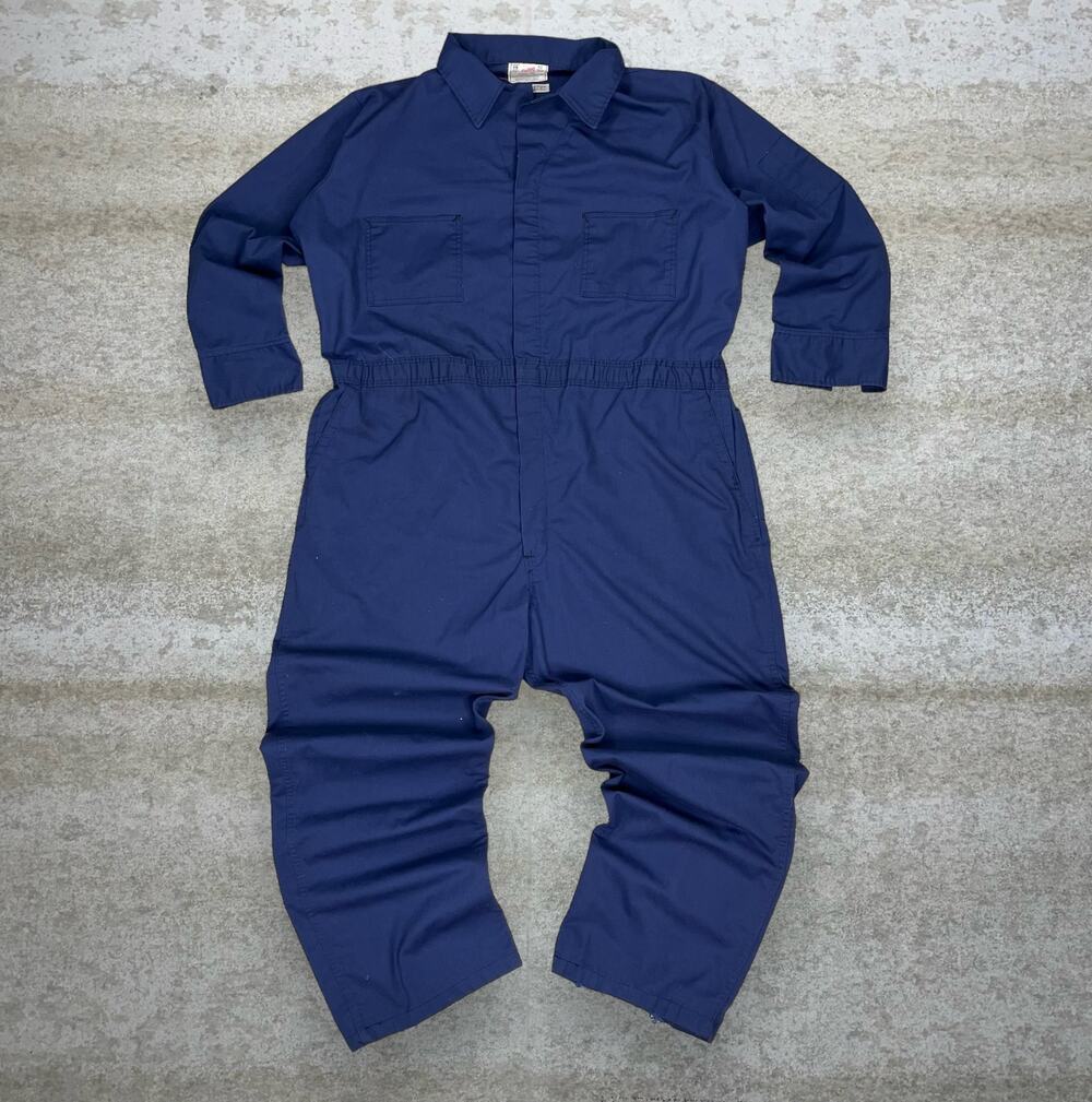 True Vintage 70s Coveralls 44x29 Navy Blue Union Made in USA Cloth